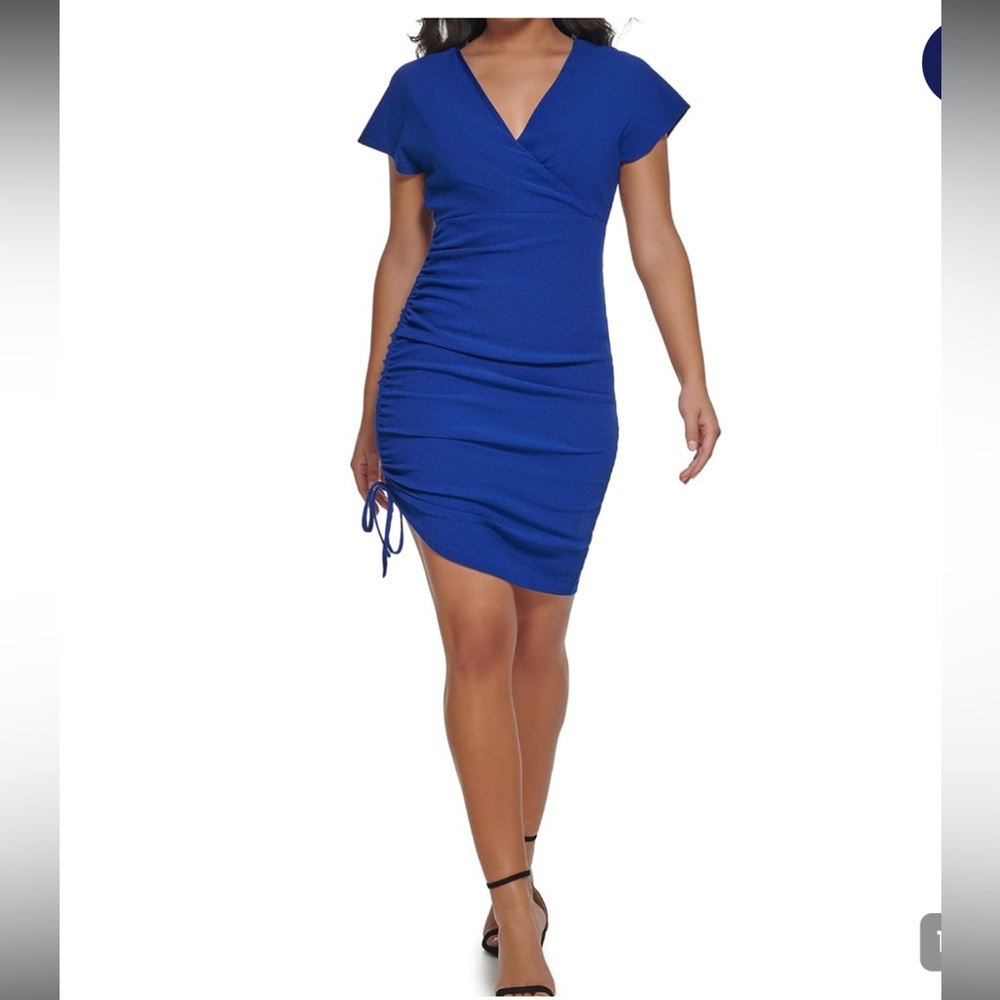 Guess Royal Blue Ruched Mini Dress